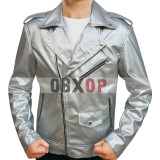 Fortress Of Faith Silver Men Leather Jacket